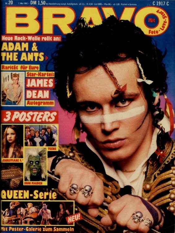 Bravo Magasin Tyskland 1981-20 – Adam Ant James Dean Christiane F. Adam And The Ants Iron Maiden – Originaludgave