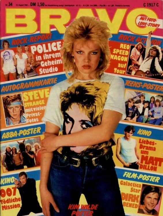 Bravo Magazin Deutschland 1981-34 Kim Wilde Steve Strange Matt Dillon Roger Moore The Police