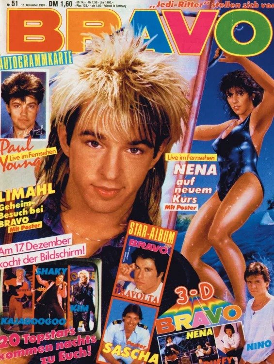 Bravo Revista Alemania 1983-51 – Limahl Nena Paul Young John Travolta Shakin' Stevens – Edición original