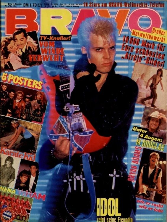 Bravo Lehti Saksa 1984-52 – Billy Idol Bryan Adams Michael Douglas Nena Ralph Macchio – Alkuperäinen painos