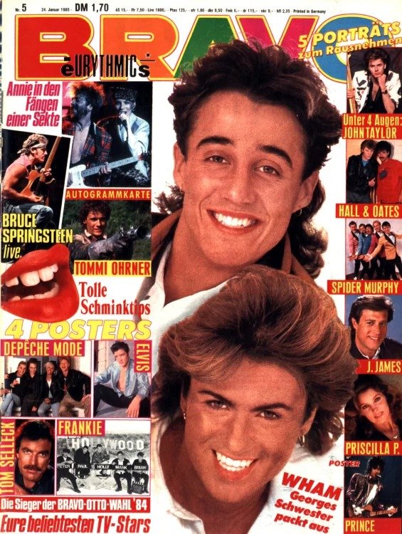 Bravo Lehti Saksa 1985-05 – Andrew Ridgeley George Michael Bruce Springsteen Tommi Ohrner John Taylor – Alkuperäinen painos