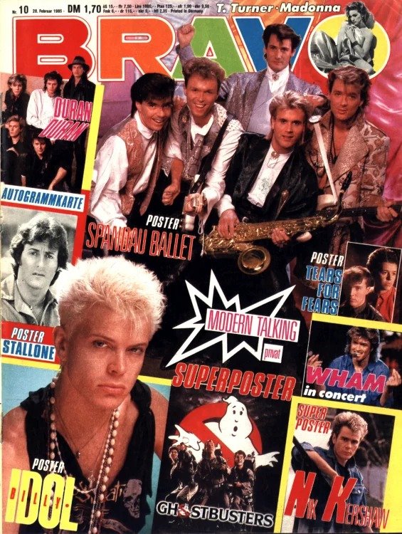 Bravo Magasin Tyskland 1985-10 – Modern Talking Spandau Ballet Billy Idol Duran Duran Nik Kershaw – Originalutgåva