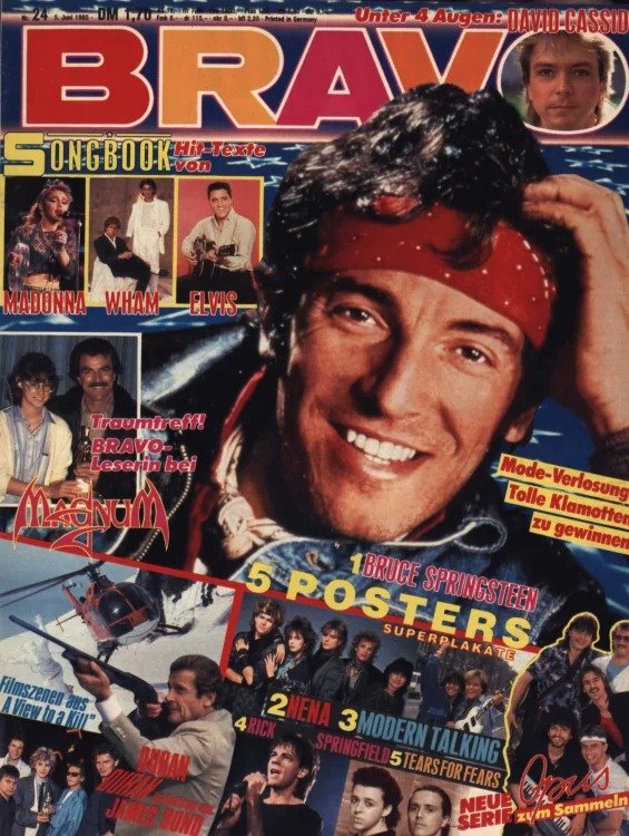 Bravo Lehti Saksa 1985-24 – Bruce Springsteen Madonna Elvis Presley David Cassidy Tom Selleck – Alkuperäinen painos