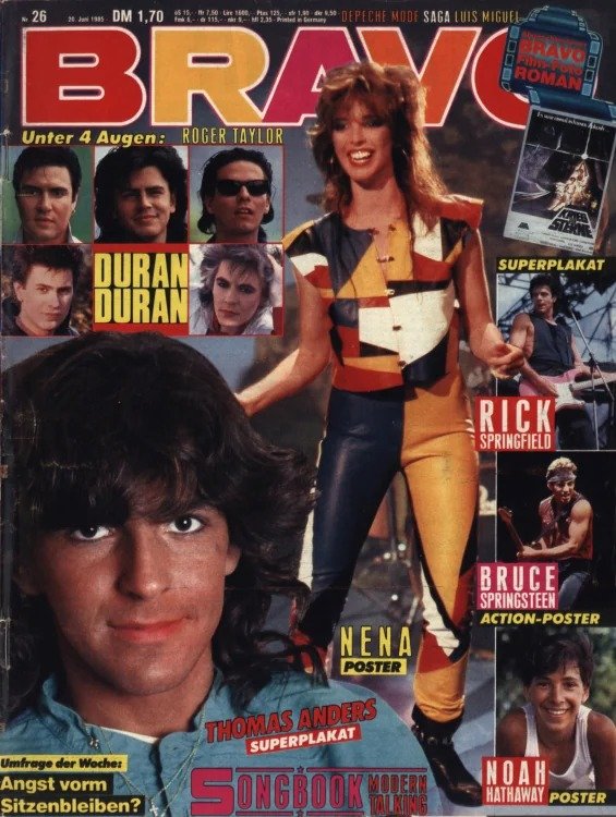 Bravo Magazine Allemagne 1985-26 – Nena Thomas Anders Roger Taylor Rick Springfield Bruce Springsteen – Édition originale