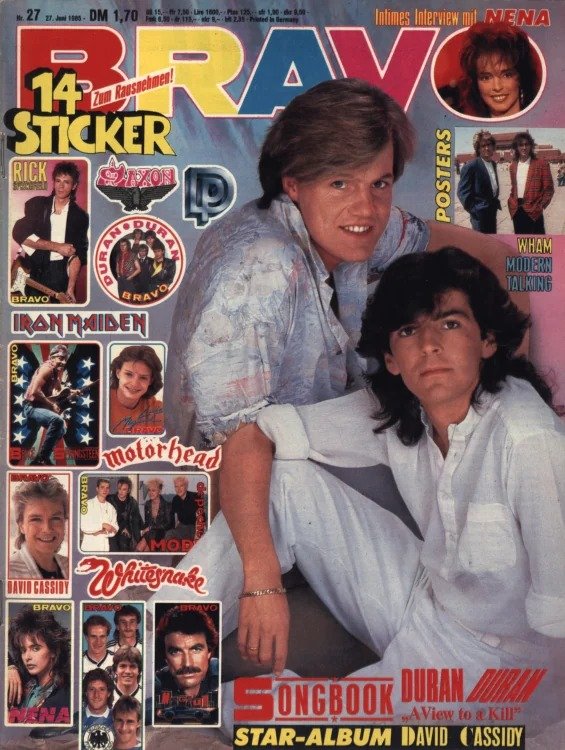 Bravo Lehti Saksa 1985-27 – Thomas Anders Dieter Bohlen Nena Tom Selleck David Cassidy – Alkuperäinen painos