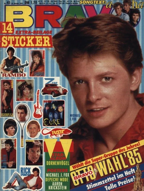 Bravo Lehti Saksa 1985-45 – Michael J. Fox Sylvester Stallone Kate Bush Madonna Rick Springfield – Alkuperäinen painos