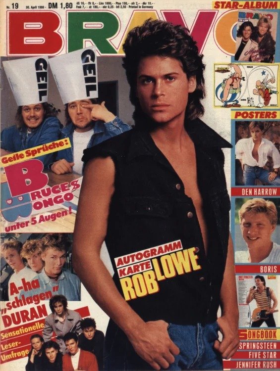 Bravo Magazin Deutschland 1986-19 Rob Lowe Bruce Bongo Den Harrow Boris Becker A-ha