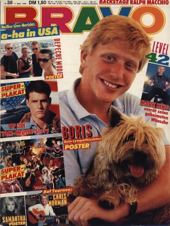 Bravo Revista Alemanha 1986-38 – Boris Becker Tom Cruise Mark King Ralph Macchio Chris Norman – Edição original