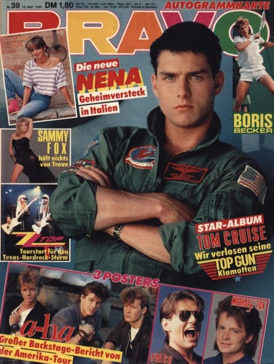 Bravo Magazine Germany 1986-39 – Tom Cruise Nena Sammy Fox Boris Becker Michael J. Fox – Original Print Issue