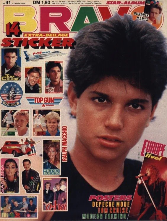 Bravo Lehti Saksa 1986-41 – Ralph Macchio Tom Cruise Whitney Houston Sandra Boris Becker – Alkuperäinen painos
