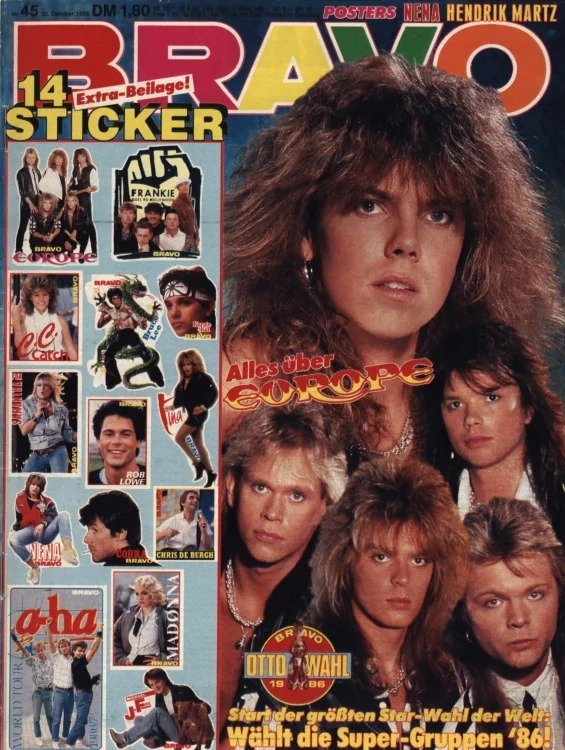 Bravo Lehti Saksa 1986-45 – Joey Tempest Rob Lowe C.C. Catch Nena Chris De Burgh – Alkuperäinen painos