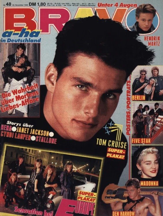 Bravo Revista Alemania 1986-48 – Tom Cruise Morten Harket Madonna Den Harrow Hendrik Martz – Edición original