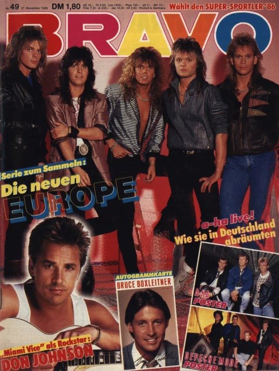 Bravo Revista Alemania 1986-49 – Joey Tempest John Norum John Levén Mic Michaeli Ian Haugland – Edición original