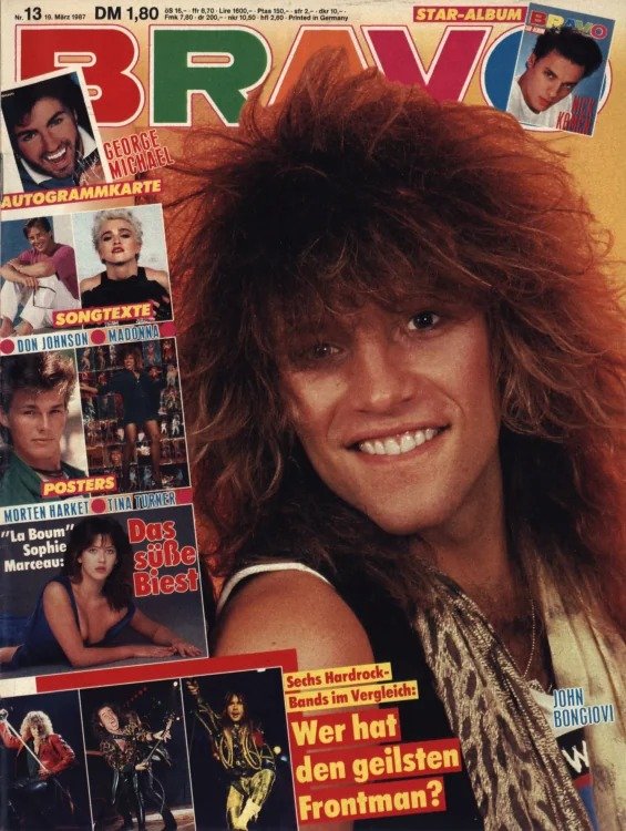 Bravo Revista Alemanha 1987-13 – Jon Bon Jovi George Michael Madonna Don Johnson Morten Harket – Edição original