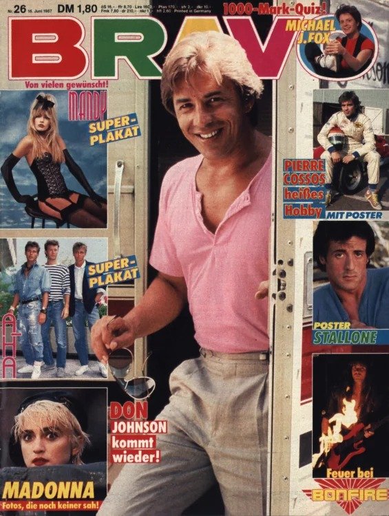 Bravo Magazine Allemagne 1987-26 – Don Johnson Madonna Mandy Smith Sylvester Stallone Michael J. Fox – Édition originale
