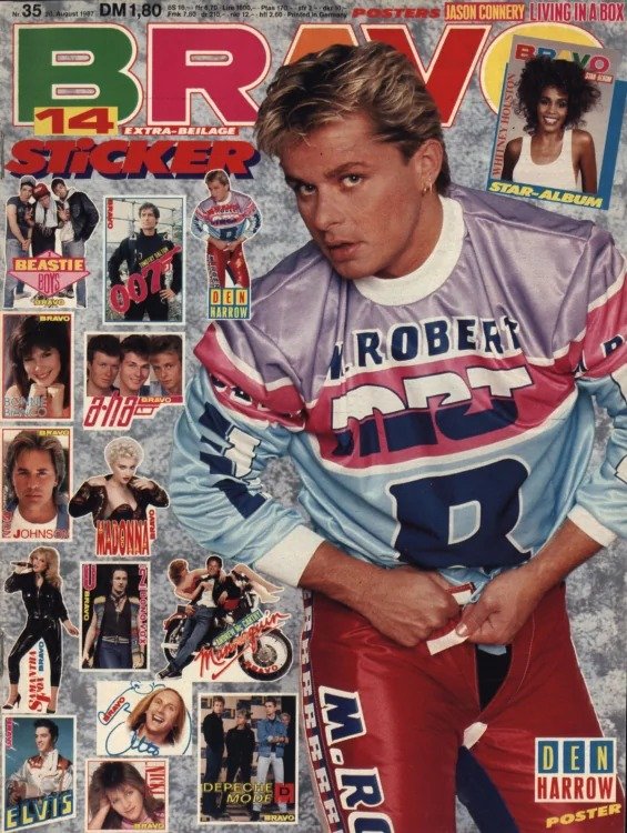 Bravo Magazine Allemagne 1987-35 – Den Harrow Madonna Whitney Houston Elvis Presley Jason Connery – Édition originale