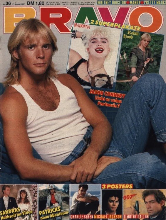 Bravo Magazin Deutschland 1987-36 Jason Connery Madonna Sandra Charlie Sheen Michael Jackson