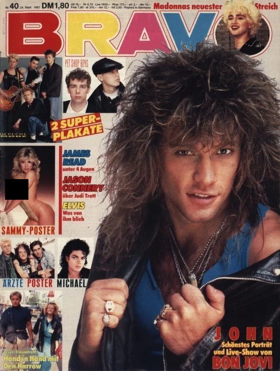 Bravo Magazin Deutschland 1987-40 Jon Bon Jovi Madonna Michael Jackson James Read Jason Connery