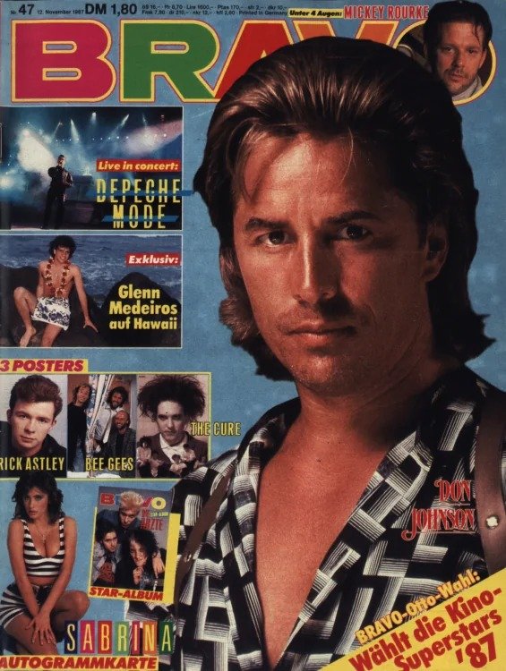 Bravo Lehti Saksa 1987-47 – Don Johnson Sabrina Salerno Glenn Medeiros Rick Astley Mickey Rourke – Alkuperäinen painos