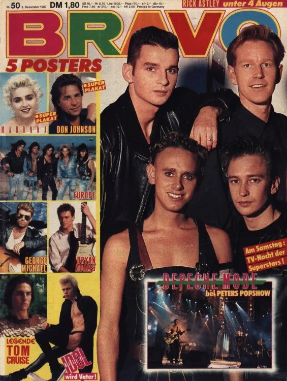 Bravo Revista Alemania 1987-50 – Dave Gahan Martin Gore Andrew Fletcher Alan Wilder Madonna – Edición original
