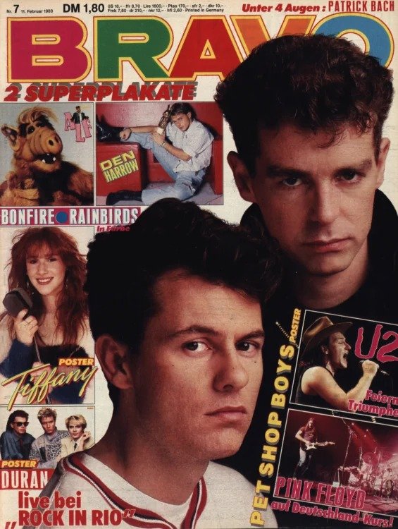 Bravo Revista Alemanha 1988-07 – Neil Tennant Chris Lowe Tiffany Patrick Bach Den Harrow – Edição original