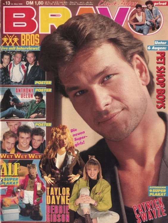 Bravo Tijdschrift Duitsland 1988-13 – Patrick Swayze Taylor Dayne Debbie Gibson Anthony Delon Bros – Originele uitgave