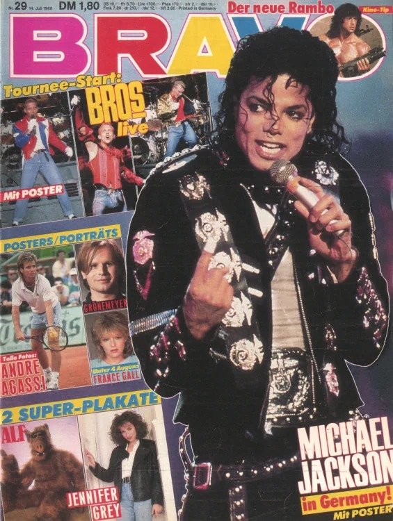 Bravo Lehti Saksa 1988-29 – Michael Jackson Bros Herbert Grönemeyer Andre Agassi France Gall – Alkuperäinen painos