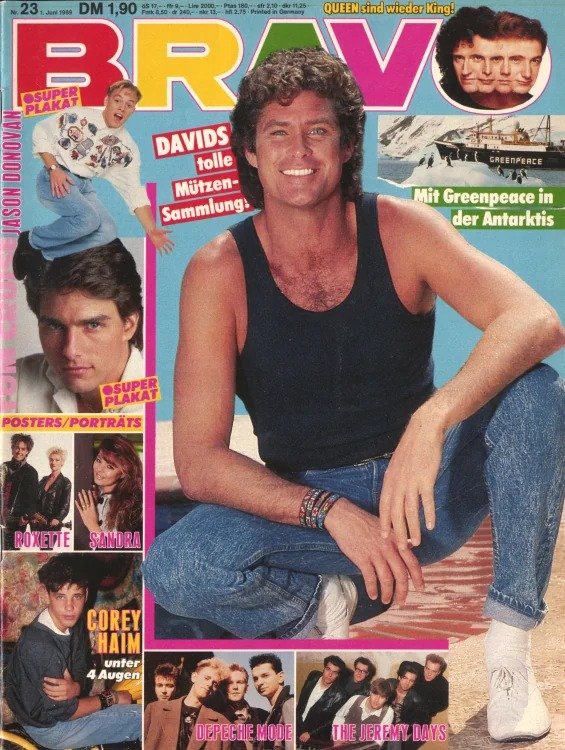Bravo Magasin Tyskland 1989-23 – David Hasselhoff Jason Donovan Corey Haim Sandra Queen – Originaludgave