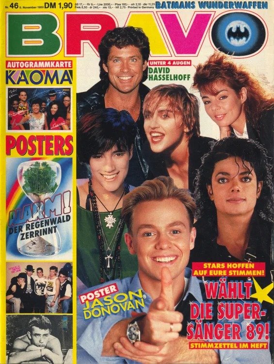 Bravo Magazine Allemagne 1989-46 – David Hasselhoff Madonna Patrick Swayze Holly Johnson Rick Astley – Édition originale