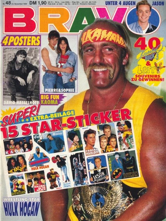 Bravo Rivista Germania 1989-48 – Hulk Hogan David Hasselhoff Jason Donovan Corey Haim Richard Marx – Edizione originale
