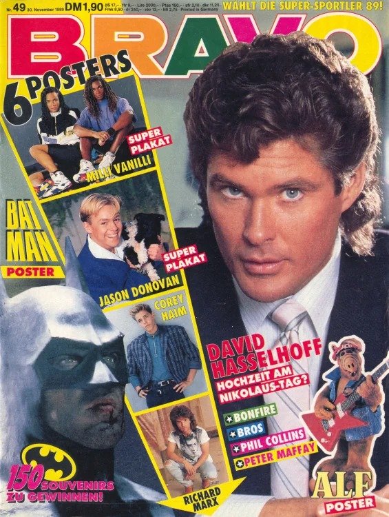 Bravo Magazine Allemagne 1989-49 – David Hasselhoff Jason Donovan Corey Haim Richard Marx Milli Vanilli – Édition originale