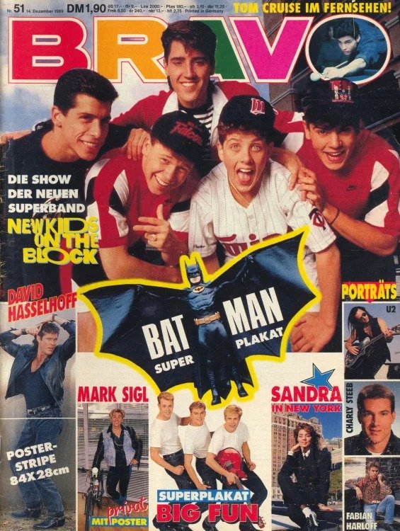 Bravo Magasin Tyskland 1989-51 – New Kids On The Block David Hasselhoff Sandra Mark Sigl Big Fun – Originaludgave
