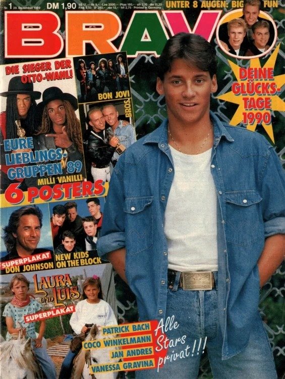 Bravo Magasin Tyskland 1990-01 – Patrick Bach Milli Vanilli Bon Jovi Don Johnson New Kids On The Block – Originalutgåva
