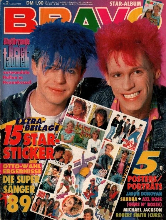 Bravo Lehti Saksa 1990-02 – Abstürzende Brieftauben Jason Donovan Sandra Axl Rose Michael Jackson – Alkuperäinen painos