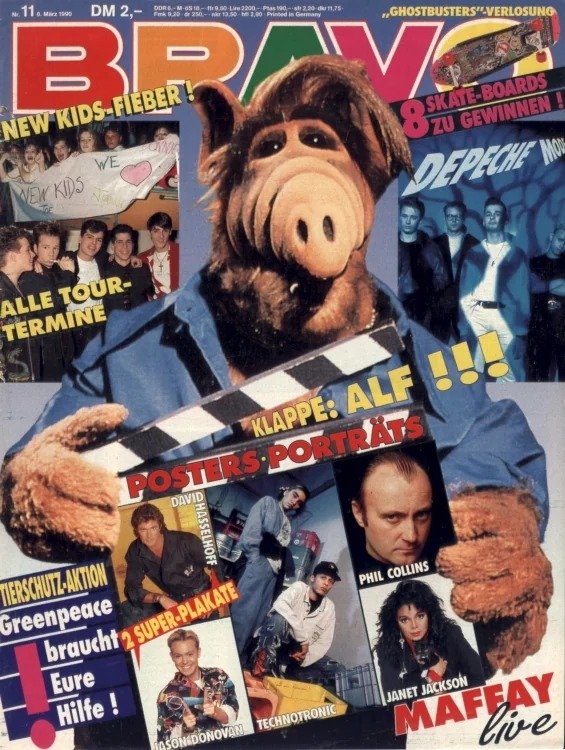 Bravo Lehti Saksa 1990-11 – ALF Phil Collins Janet Jackson Peter Maffay David Hasselhoff – Alkuperäinen painos