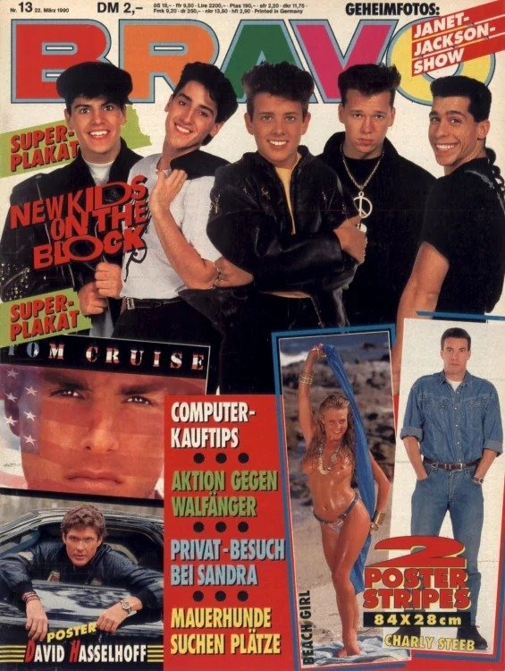 Bravo Revista Alemania 1990-13 – New Kids On The Block Tom Cruise David Hasselhoff Charly Steeb Janet Jackson – Edición original