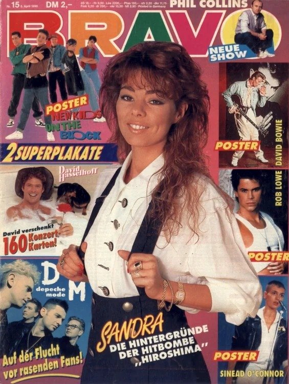 Bravo Magasin Tyskland 1990-15 – Sandra David Hasselhoff Phil Collins Rob Lowe David Bowie – Originalutgåva