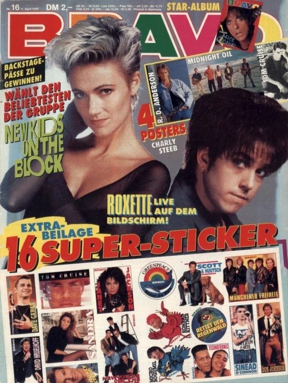 Bravo Magasin Tyskland 1990-16 – Marie Fredriksson Per Gessle Tom Cruise R.D. Anderson Charly Steeb – Originalutgåva