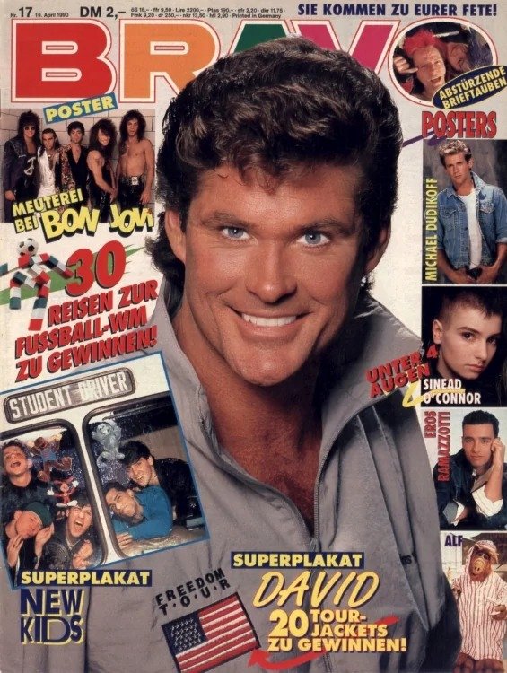 Bravo Magasin Tyskland 1990-17 – David Hasselhoff Bon Jovi New Kids On The Block Sinéad O'Connor Michael Dudikoff – Originalutgåva