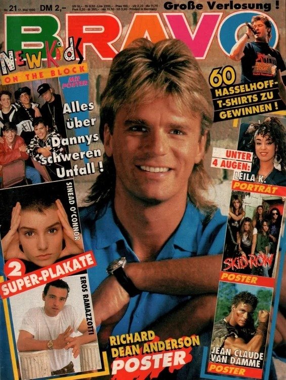 Bravo Magasin Tyskland 1990-21 – Richard Dean Anderson Sinead O'Connor Eros Ramazzotti Jean-Claude Van Damme Leila K – Originalutgåva