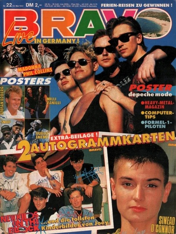 Bravo Magasin Tyskland 1990-22 – Depeche Mode New Kids On The Block Sinéad O'Connor Madonna Phil Collins – Originalutgåva