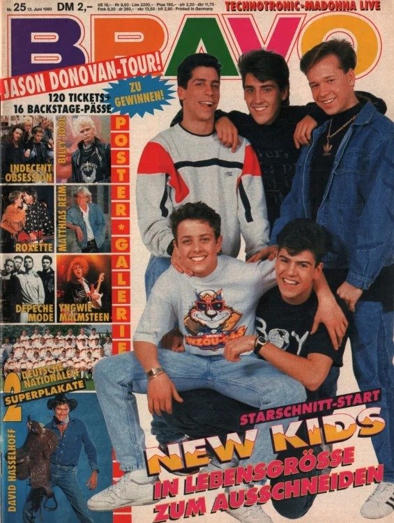 Bravo Magazine Allemagne 1990-25 – Jordan Knight Jonathan Knight Joey McIntyre Donnie Wahlberg Danny Wood – Édition originale