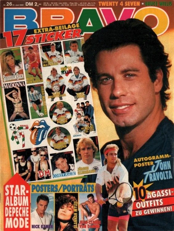 Bravo Magasin Tyskland 1990-26 – John Travolta Madonna Corey Haim Sebastian Bach Marco Van Basten – Originalutgåva