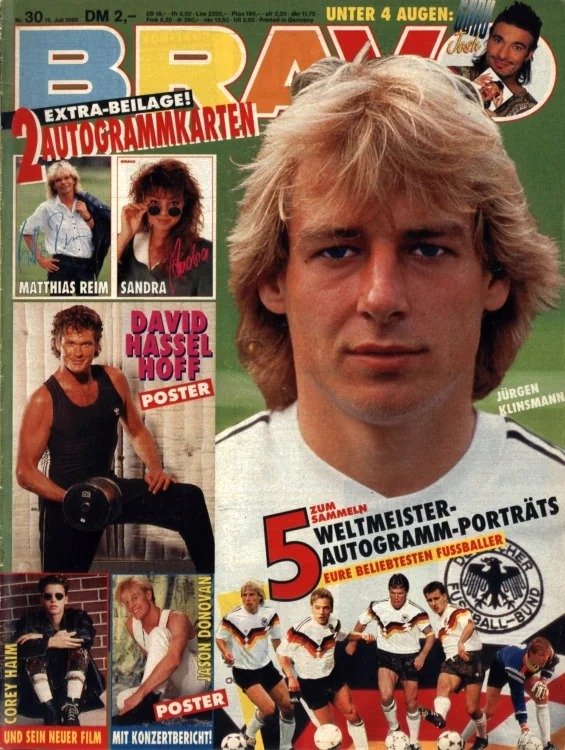 Bravo Magasin Tyskland 1990-30 – Jürgen Klinsmann David Hasselhoff Matthias Reim Sandra Corey Haim – Originalutgåva