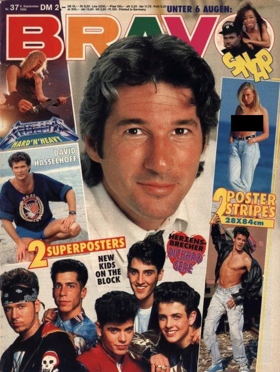 Bravo Magasin Tyskland 1990-37 – Richard Gere New Kids On The Block David Hasselhoff Metallica Snap! – Originalutgåva