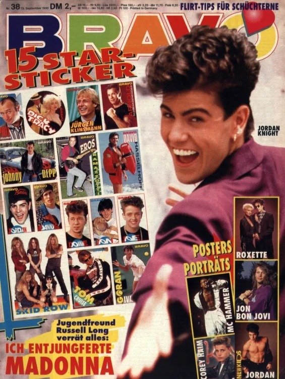 Bravo Magasin Tyskland 1990-38 – Jordan Knight Madonna Johnny Depp Jürgen Klinsmann David Hasselhoff – Originaludgave