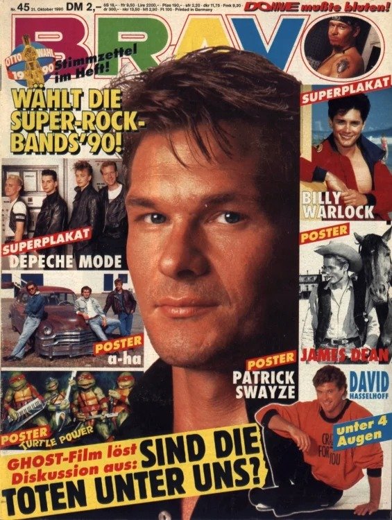 Bravo Revista Alemania 1990-45 – Patrick Swayze Depeche Mode A-ha Billy Warlock James Dean – Edición original