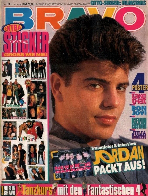 Bravo Magazin Deutschland 1993-03 Jordan Knight Kevin Costner Julia Roberts Andre Agassi Michael Jackson