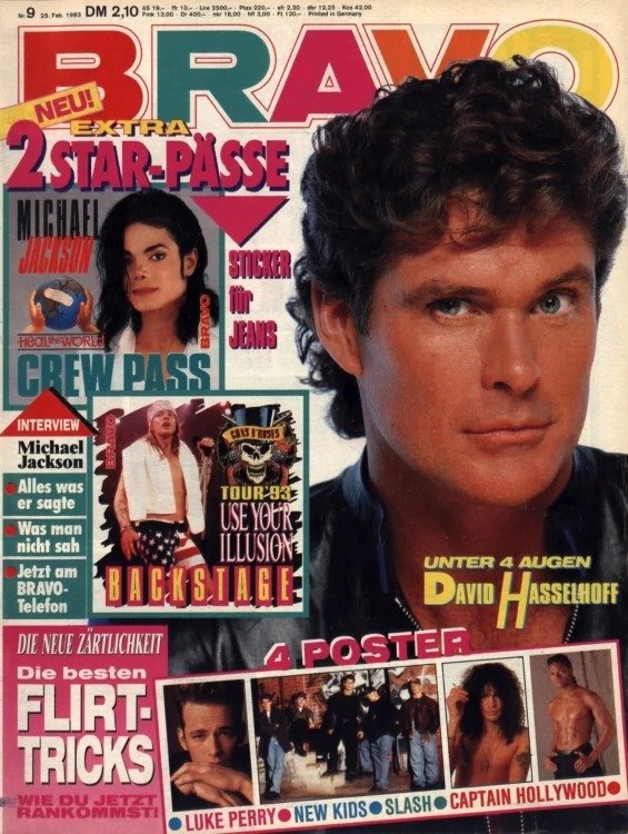 Bravo Magasin Tyskland 1993-09 – David Hasselhoff Michael Jackson Slash Luke Perry Guns N' Roses – Originalutgåva