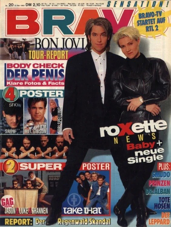 Bravo Magasin Tyskland 1993-20 – Per Gessle Marie Fredriksson Jon Bon Jovi Mel Gibson Snow – Originalutgåva